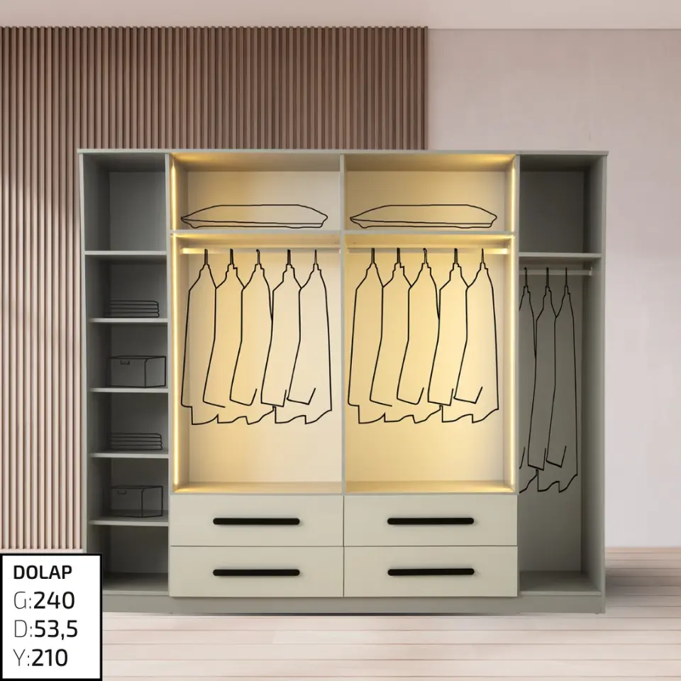 Tesla Gardırop 6 Kapılı